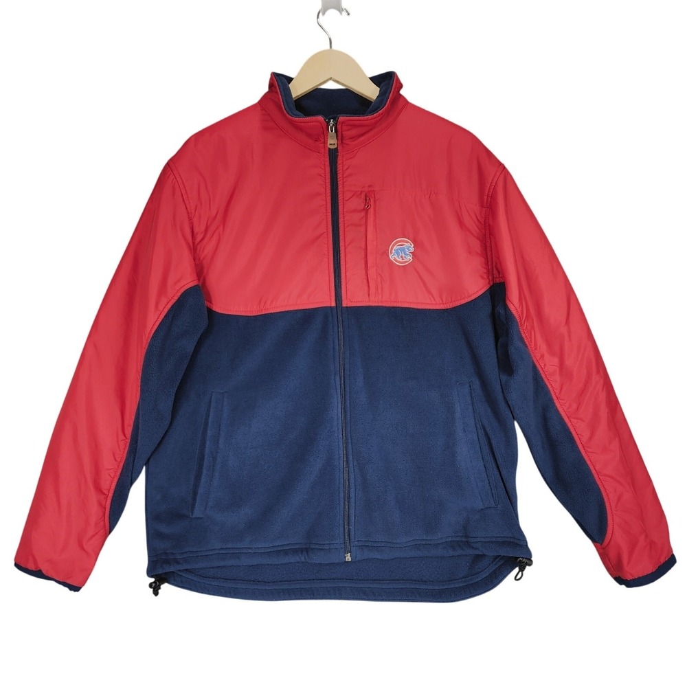 Vtg Majestic Chicago Cubs Jacket M Men Nylon Fleece Red Blue Baseball 46x28 READ
